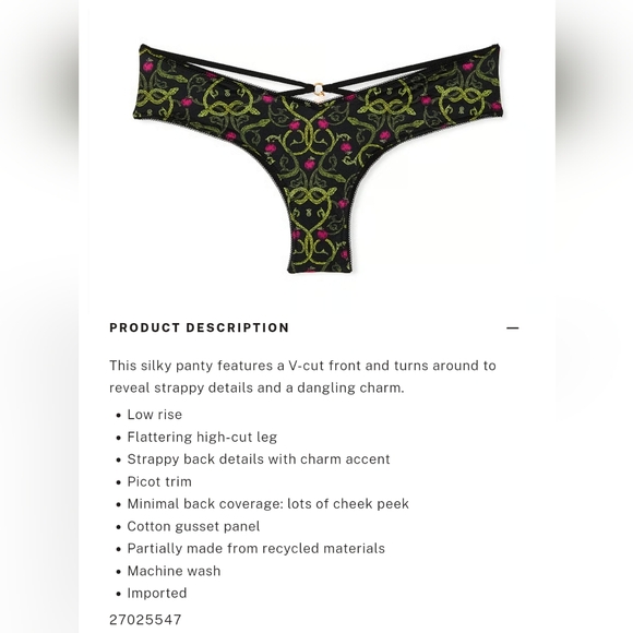 Victoria's Secret Strappy-Back Charm High-Leg Cheeky Panty SMALL - Picture 2 of 8